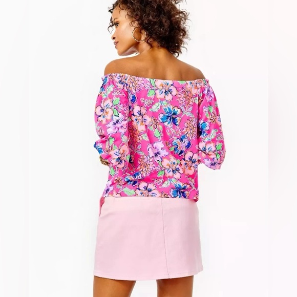 Lilly Pulitzer Lessa Top, Pink Isle Last Bud Not Least - Picture 5 of 14